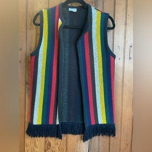 beautiful 1960s rainbow stripe sweater vest - Sears mod boho hippie Vintage